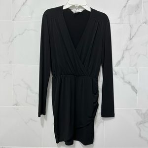 V-Neck Mock Wrap Bodycon Dress